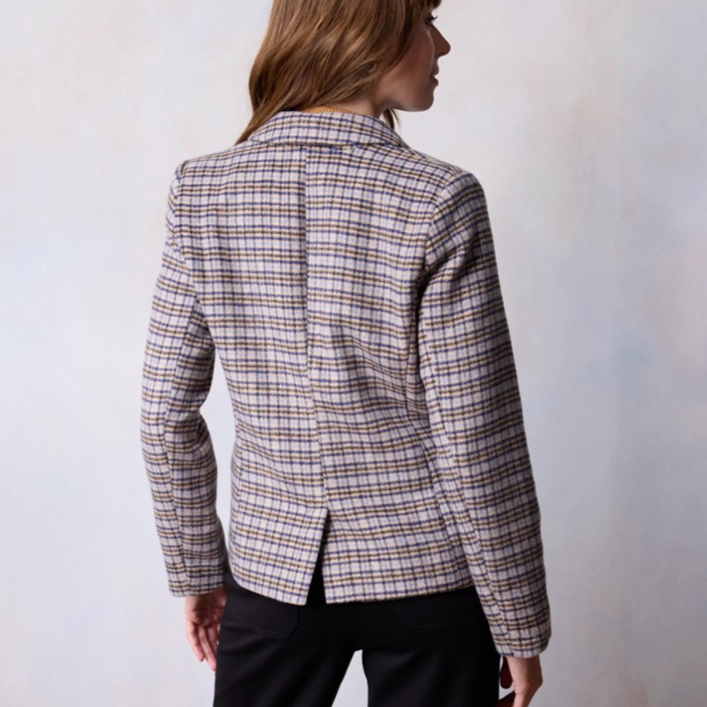 LC Lauren Conrad women’s NWT Double Breasted Notch plaid checked Collar Blazer - Picture 12 of 13